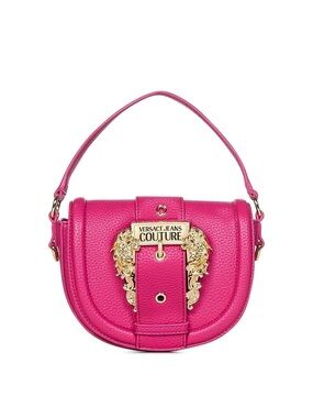 Versace Jeans Couture Fuchsia Mini Saddle Bag with Gold Emblem